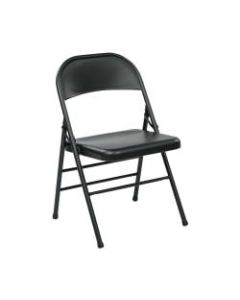 Office Star Work Smart Metal Mid-Back Folding Chairs, Black, Set Of 4 Chairs