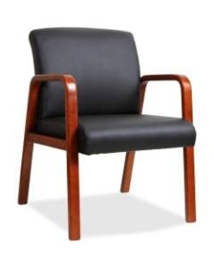 Lorell Wood Bonded Leather Guest Chair, Black/Cherry