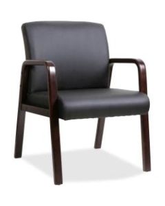 Lorell Wood Bonded Leather Guest Chair, Black/Espresso