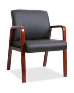 Lorell Wood Bonded Leather Guest Chair, Black/Cherry Mahogany