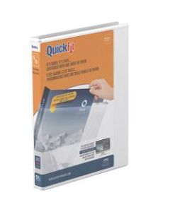 QuickFit View 3-Ring Binder, 5/8in Round Rings, 50% Recycled, White