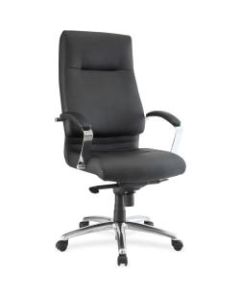 Lorell Modern Executive Ergonomic Bonded Leather High-Back Chair, Black