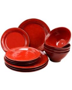 Gibson Elite Terranea 12-Piece Dinnerware Set, Red