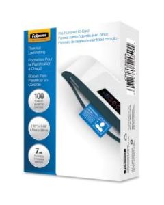 Fellowes Punched ID Tag Pouches, Type G, Glossy, 2.63in x 3.88in, 7 mil Thick, Clear, Box Of 100