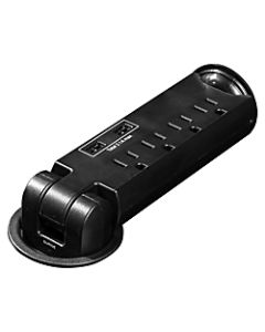 Lorell 4-Outlet Pull-Out Surge Protection Desktop Power Strip, 8ft Cord, Black