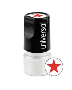 Universal Round Pre-Inked Message Stamp, Star, 3/4in Impression, Red