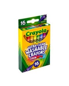 Crayola Washable Crayons, Assorted Colors, Pack Of 16 Crayons