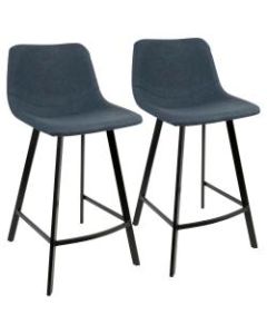 LumiSource Outlaw Counter Stools, Black/Blue, Set Of 2 Stools