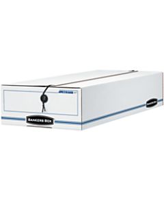 Bankers Box Liberty Corrugated Storage Boxes, 6 3/8in x 9in x 24in, 65% Recycled, White/Blue, Case Of 12