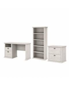 Bush Furniture Yorktown 50inW Home Office Desk With Lateral File Cabinet And 5-Shelf Bookcase, Linen White Oak, Standard Delivery