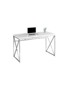 Monarch Specialties Contemporary Computer Desk With Framed Criss-Cross Legs, Chrome/White