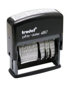 Trodat Economy 12-Message Date Stamp, 2in x 3/8in Impression, 70% Recycled, Black