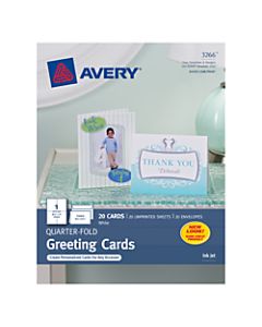 Avery Quarter-Fold Greeting Cards, 4 1/4in x 5 1/2in, White, Pack Of 20