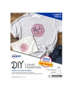 Avery Light Fabric T-Shirt Transfers For Inkjet Printers, 3271, Pack Of 6
