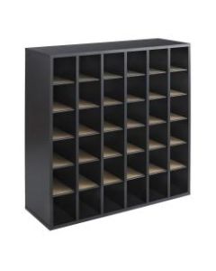 Safco Wood Mail Sorter, 36 Compartments, 32 3/4inH x 33 3/4inW x 12inD, Black