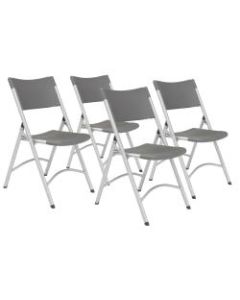 National Public Seating Series 600 Folding Chairs, Slate Gray/Silver, Pack Of 4 Chairs