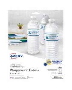 Avery Permanent Durable Wraparound Labels, 22845, 9 3/4in x 1 1/4in, White, Pack Of 40