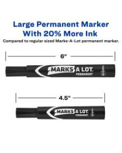 Avery Marks-A-Lot Permanent Markers, Chisel Tip, Black, Pack Of 12