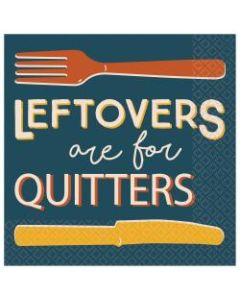 Amscan Paper Thanksgiving Leftovers Are For Quitters Lunch Napkins, 6-1/2in x 6-1/2in, 5 Per Pack, Box Of 16 Packs