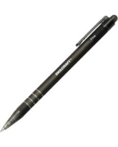 SKILCRAFT AbilityOne Nonrefillable Rubberized Retractable Pens, Fine Point, Black Barrel, Black Ink, Pack Of 12 Pens
