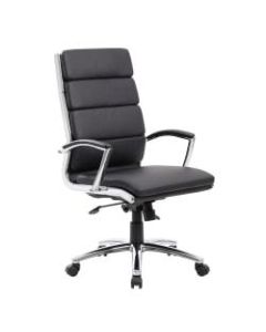 Boss Vinyl High-Back Chair, Black/Chrome