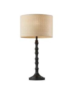 Adesso Laredo Table Lamp, 26inH, Natural Shade/Black Base