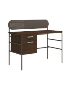 Sauder Radial 47inW Single-Pedestal Computer Desk, Umber Wood