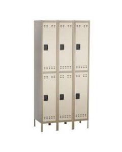 Safco Storage Lockers, Double-Tier, Bank Of 3, Tan