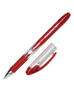 Alpha Elite Non-Retractable Gel Pens, Medium Point, Clear Barrel, Red Ink, Pack Of 12