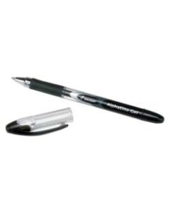 Alpha Elite Non-Retractable Gel Pens, Medium Point, Clear Barrel, Black Ink, Pack Of 12