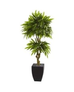 Nearly Natural 5-1/2ftH Polyester Artificial Mango Tree With Planter, Black Wash/Green