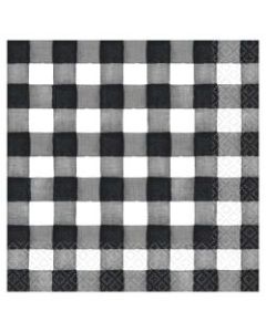 Amscam Thanksgiving 2-Ply, 6-1/2in, Checkered Black and White, Pack of 16 Napkins, 5 Packs Per Case