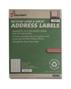 White Laser Address Labels, NSN5144911, 1/2in x 1 3/4in, Box Of 100 Sheets (AbilityOne 7530015144911)