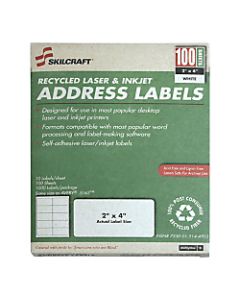 White Laser Address Labels, NSN5144903, 2in x 4in, Box Of 100 Sheets (AbilityOne 7530015144903)