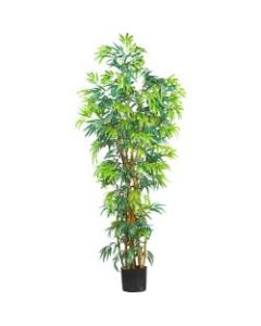 Nearly Natural 6ftH Silk Curved Bamboo Tree With Pot, Green