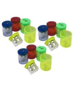The Pencil Grip Eisen Pencil Sharpeners, 2 Hole, Assorted Colors, Pack Of 12