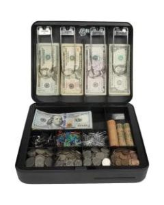 Royal Sovereign Deluxe Cash Box (RSCB-300) - 4 Bill - 9 Coin - 1 Media Slot - 2 Lock Position - Steel - 3.7in Height x 11.8in Width x 9.5in Depth
