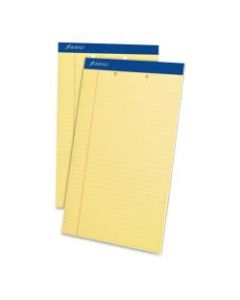 TOPS 2-Hole Punched Perforated Writing Pads, 8 1/2in x 14in, Legal Ruled, 50 Sheets Per Pad, Canary, Pack Of 12 Pads