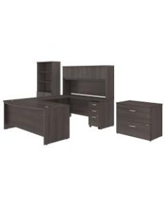 Bush Business Furniture Studio C 72inW x 36inD U Shaped Desk with Hutch, Bookcase and File Cabinets, Storm Gray, Standard Delivery