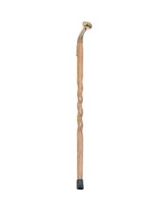 Brazos Walking Sticks Twisted Oak Wood Cane With Brass Hame-Top Handle, 37in, Brown
