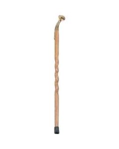 Brazos Walking Sticks Twisted Oak Wood Cane With Brass Hame-Top Handle, 37in, Brown