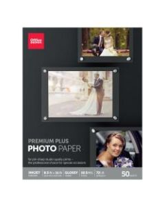 Office Depot Brand Premium Plus Photo Paper, Glossy, Letter Size (8 1/2in x 11in), 10.5 Mil, Pack Of 50 Sheets