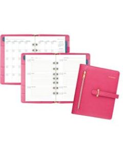 AT-A-GLANCE Buckle Closure Undated Desk Start Set, Weekly/Monthly, 5 1/2in x 8 1/2in, 7-Ring, Raspberry