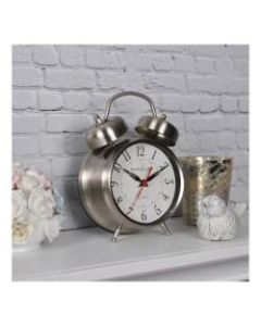 FirsTime & Co. Twin Bell Tabletop Clock, Silver