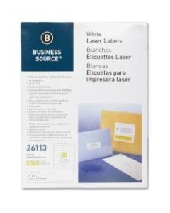Business Source Bright White Premium-quality Address Labels - 1in x 4in Length - Permanent Adhesive - Rectangle - Laser, Inkjet - White - 20 / Sheet - 250 Total Sheets - 5000 / Pack