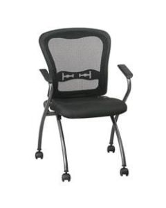 Office Star Pro-Line II Deluxe Folding Chairs With ProGrid Back, Black/Titanium, Set Of 2
