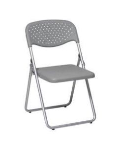 Office Star FC-Series Plastic Seat, Plastic Back Stacking Chair, 16 1/2in Seat Width, Gray Seat/Silver Frame, Quantity: 4