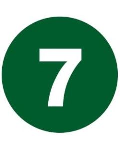Tape Logic Permanent Inventory Labels, DL1347, Number 7, Round, 3in, Dark Green, Roll Of 500
