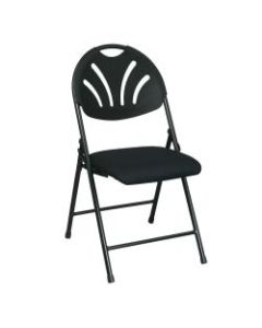 Office Star Fan-Back Stackable Folding Chairs, Black, Set Of 4
