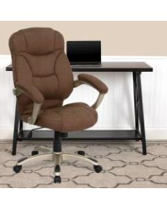 Flash Furniture Ergonomic Microfiber High-Back Chair, Brown/Black/Titanium
